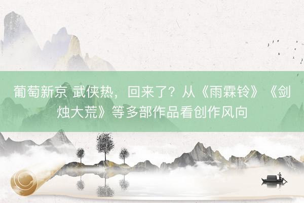 葡萄新京 武侠热，回来了？从《雨霖铃》《剑烛大荒》等多部作品看创作风向