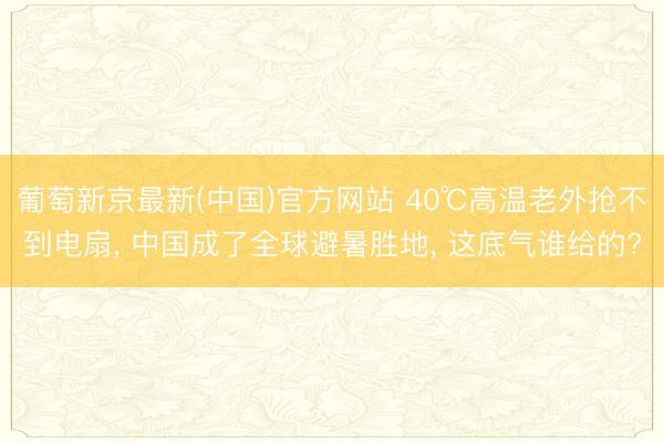 葡萄新京最新(中国)官方网站 40℃高温老外抢不到电扇， 中国成了全球避暑胜地， 这底气谁给的?