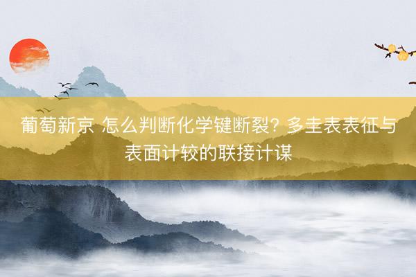 葡萄新京 怎么判断化学键断裂? 多圭表表征与表面计较的联接计谋