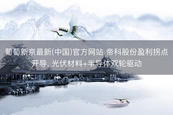 葡萄新京最新(中国)官方网站 帝科股份盈利拐点开导， 光伏材料+半导体双轮驱动