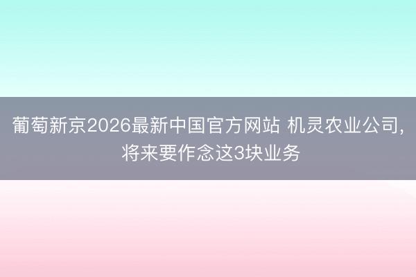 葡萄新京2026最新中国官方网站 机灵农业公司， 将来要作念这3块业务