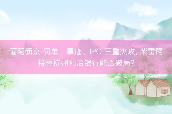 葡萄新京 罚单、事迹、IPO 三重夹攻， 柴雷鹰接棒杭州和洽银行能否破局?