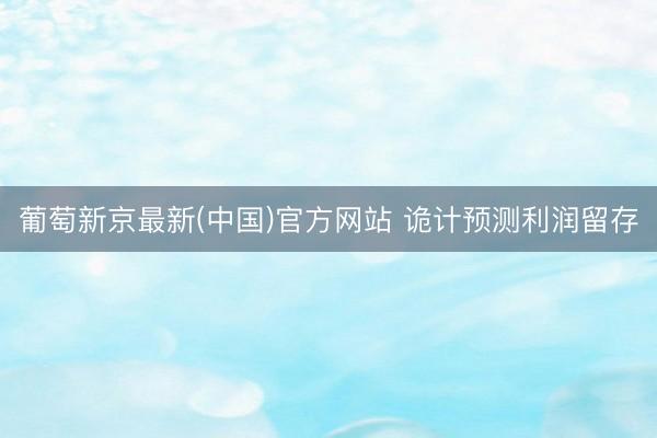 葡萄新京最新(中国)官方网站 诡计预测利润留存