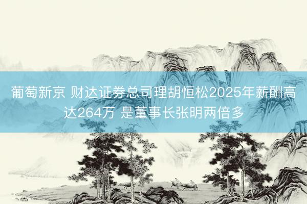 葡萄新京 财达证券总司理胡恒松2025年薪酬高达264万 是董事长张明两倍多