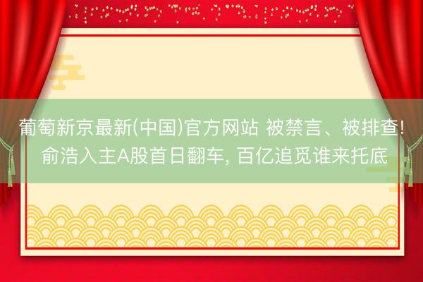 葡萄新京最新(中国)官方网站 被禁言、被排查! 俞浩入主A股首日翻车， 百亿追觅谁来托底