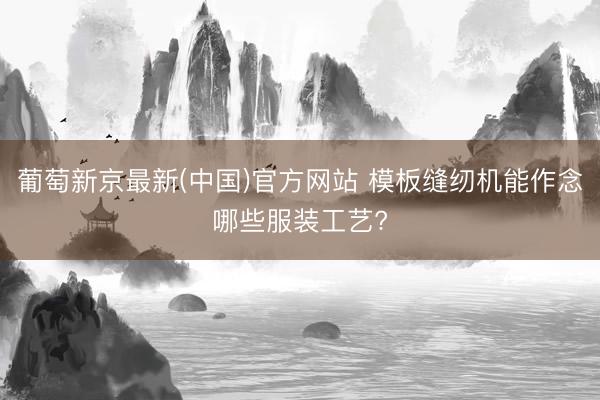 葡萄新京最新(中国)官方网站 模板缝纫机能作念哪些服装工艺?