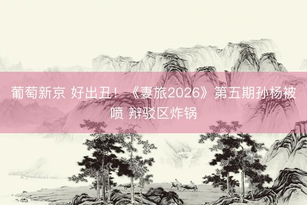 葡萄新京 好出丑！《妻旅2026》第五期孙杨被喷 辩驳区炸锅