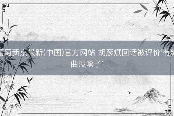 葡萄新京最新(中国)官方网站 胡彦斌回话被评价'有编曲没嗓子'