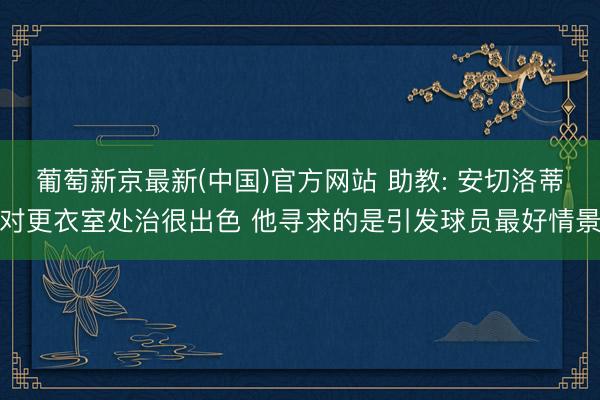 葡萄新京最新(中国)官方网站 助教: 安切洛蒂对更衣室处治很出色 他寻求的是引发球员最好情景