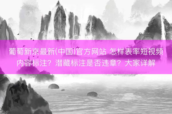 葡萄新京最新(中国)官方网站 怎样表率短视频内容标注?潜藏标注是否违章?大家详解