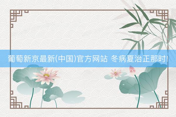 葡萄新京最新(中国)官方网站 冬病夏治正那时!