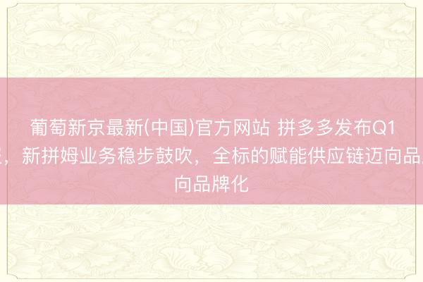葡萄新京最新(中国)官方网站 拼多多发布Q1财报，新拼姆业务稳步鼓吹，全标的赋能供应链迈向品牌化