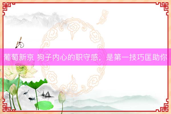 葡萄新京 狗子内心的职守感，是第一技巧匡助你